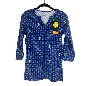 Svaha Blue Chromosome Print Top XS NWT Science STEM‎ Double Helix Teacher